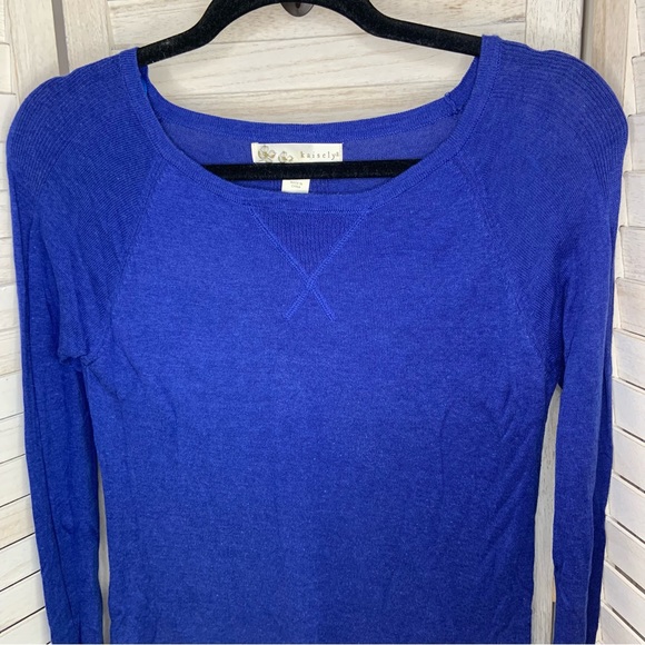 Kaisley Deep Vibrant Blue Long Sleeve High Low Long Sleeve Shirt Mini Dress XS - Picture 4 of 10